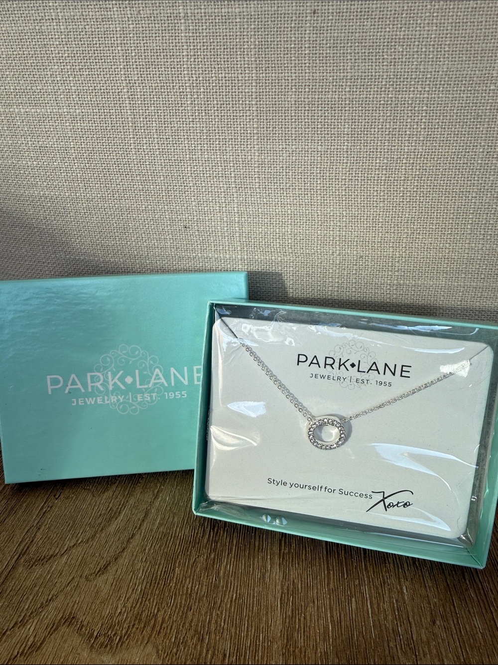 Park Lane Silver Crystal Halo Necklace in Silver with Aqua Box